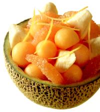 Banana, melon and grapefruit salad