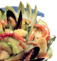 Ensalada de mango y mejillones