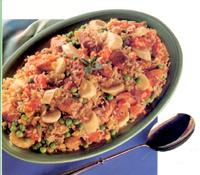 Banana and sausage pilaf